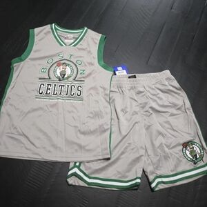 Ultra GAME Boston Celtics NBA Jersey & Shorts Set Youth 14-16 Gray & Green